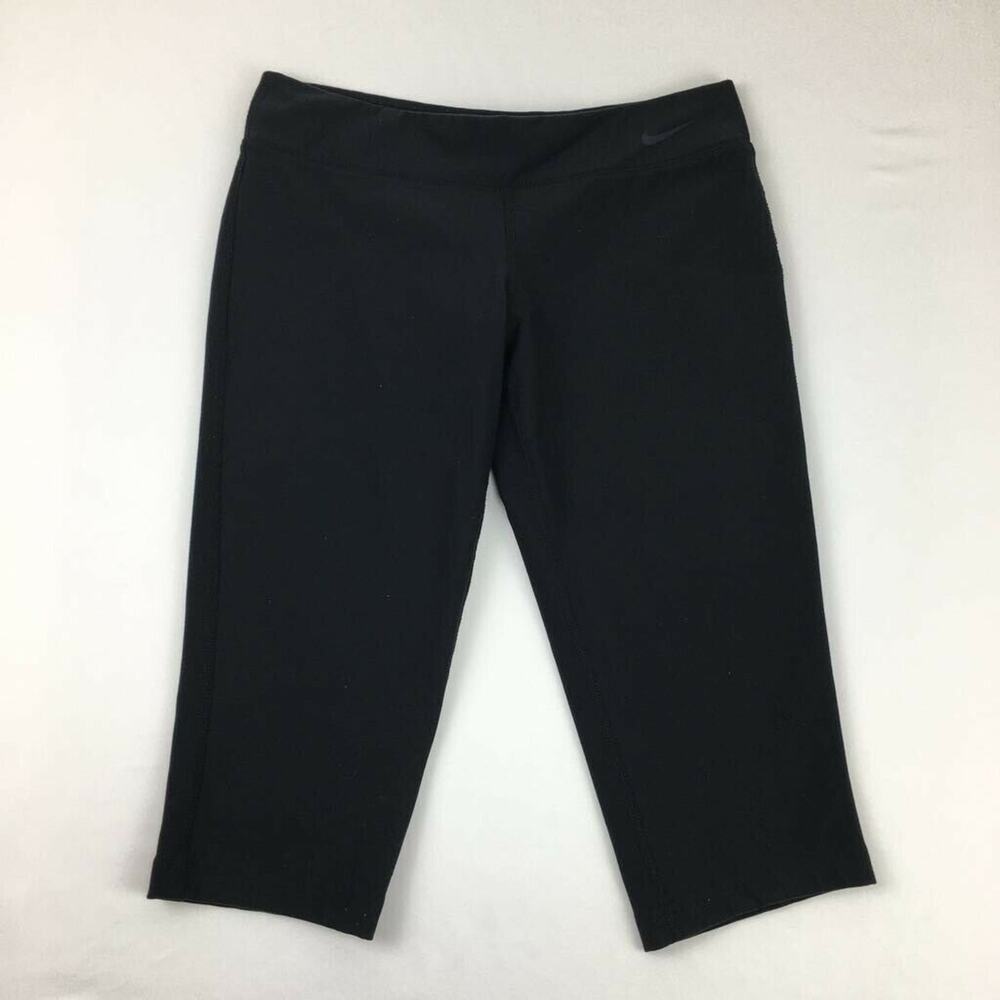 Nike Dri-Fit Girls Legend Capri Pants Black Pull On Elastic Waist Stretch M